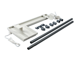 Drip pan with heating cable to heat pump